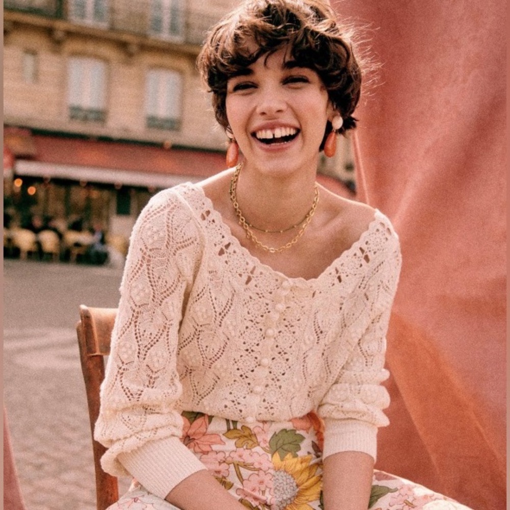 SÉZANE Anika Cotton Knit Cardigan - Cream